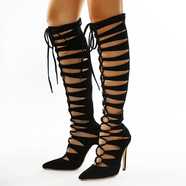 sandals ribetrini ins female shoes lace high heels hollow women thin heel pointed toe party, Black
sandals ribetrini ins female shoes lace high heels hollow women thin heel pointed toe party, Black