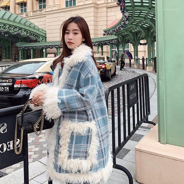 women's wool & blends lamb cashmere coat female autumn and winter korean version loose cotton jacket fashion patchwork plaid woolen tid, Black
women's wool & blends lamb cashmere coat female autumn and winter korean version loose cotton jacket fashion patchwork plaid woolen tid, Black