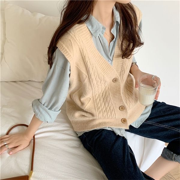 solid loose sweater spring autumn women's vest knitted vest v neck joker knitted vest womens vests winter outerwear plus size y201128, White;black
solid loose sweater spring autumn women's vest knitted vest v neck joker knitted vest womens vests winter outerwear plus size y201128, White;black