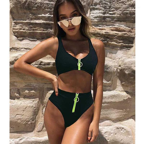 women's swimwear 2021 zipper bikini women swimsuit push up letter print set brazilian bathing suits beach wear swimming suit1, White;black
women's swimwear 2021 zipper bikini women swimsuit push up letter print set brazilian bathing suits beach wear swimming suit1, White;black