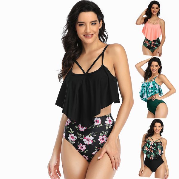 new wome's swimsuit high waist printed tights with bra flounce lace bikini 2-piece set lace, White;black
new wome's swimsuit high waist printed tights with bra flounce lace bikini 2-piece set lace, White;black