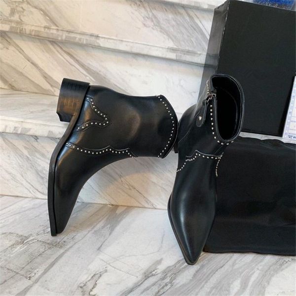 rivet shoes women genuine leather shoes ankle boots low heeled boots autumn winter overshoes square rooted pointed toed, Black
rivet shoes women genuine leather shoes ankle boots low heeled boots autumn winter overshoes square rooted pointed toed, Black