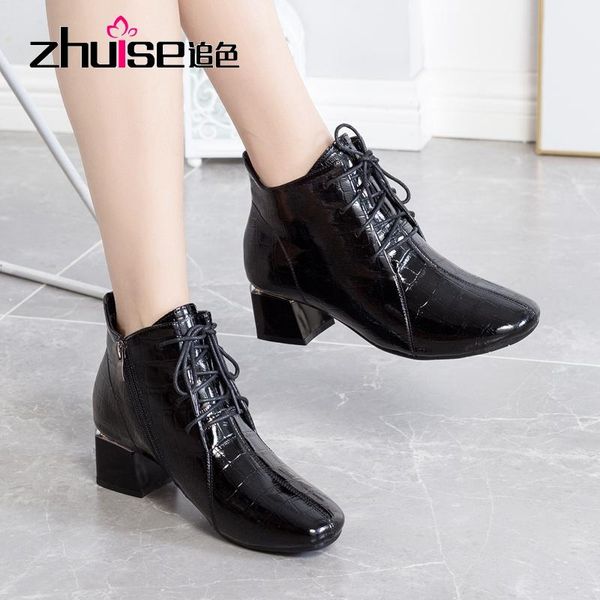 boots autumn and winter patent leather women's short square heel 2021 with toe british style, Black
boots autumn and winter patent leather women's short square heel 2021 with toe british style, Black