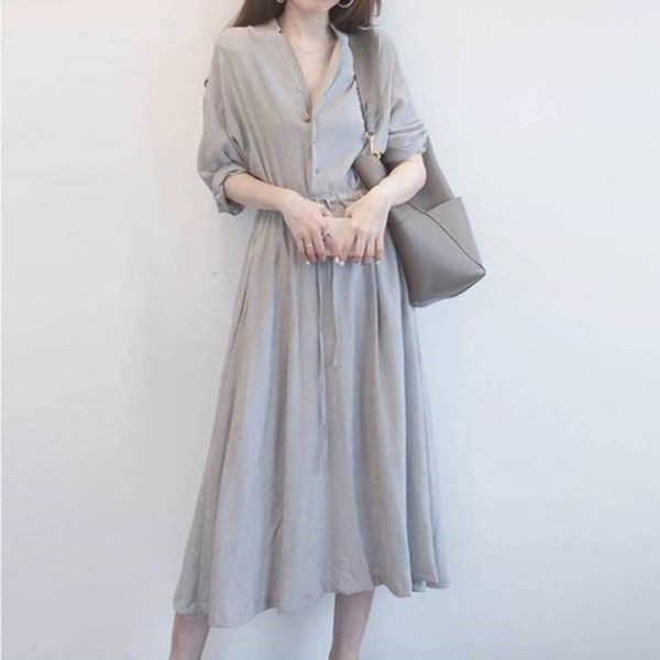 french spring minority summer dress 2020 new slim fit v-neck design medium length shirt skirt, Black;gray
french spring minority summer dress 2020 new slim fit v-neck design medium length shirt skirt, Black;gray