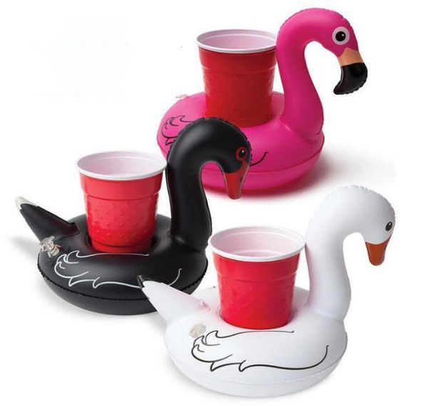 New Swan Inflatable Swimming Ring For Drink Can Cup Holder Beach Swimming Poll Accessories Baby Kids Girls Summer Floating Toys