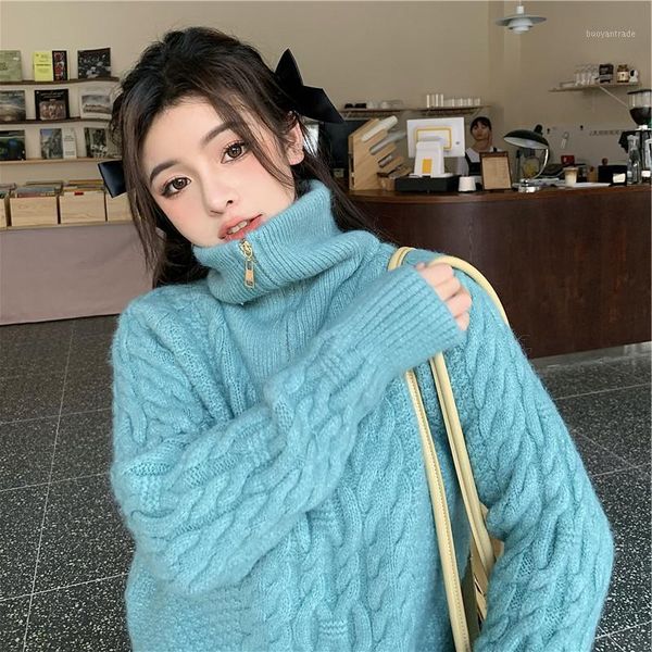 women's sweaters fashion zipper turtleneck sweater women solid loose autumn winter clothes 2021 korean knitted pullovers jumper pink bl, White;black
women's sweaters fashion zipper turtleneck sweater women solid loose autumn winter clothes 2021 korean knitted pullovers jumper pink bl, White;black