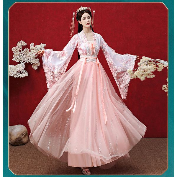 new ancient costume hanfu female chinese style super fairy skirt elegant ancient style full set of improved dress cosplay dresses, Black;red
new ancient costume hanfu female chinese style super fairy skirt elegant ancient style full set of improved dress cosplay dresses, Black;red