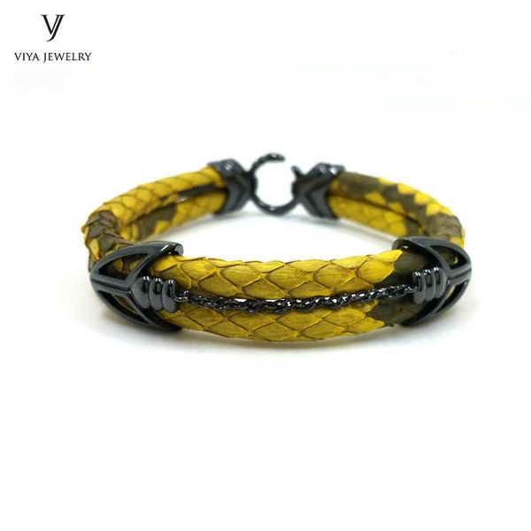 charm bracelets custom high end python leather bracelet with 925 sterling silver arrow hardware mayellow gift box, Golden;silver
charm bracelets custom high end python leather bracelet with 925 sterling silver arrow hardware mayellow gift box, Golden;silver