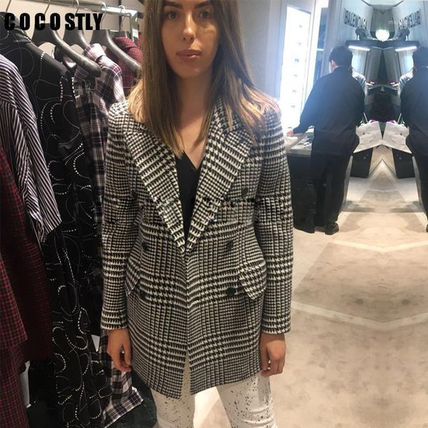 woolen suit coat plaid double breasted blazer women pockets slim full sleeve turn down collar suit houndstooth blazer femme1, White;black
woolen suit coat plaid double breasted blazer women pockets slim full sleeve turn down collar suit houndstooth blazer femme1, White;black