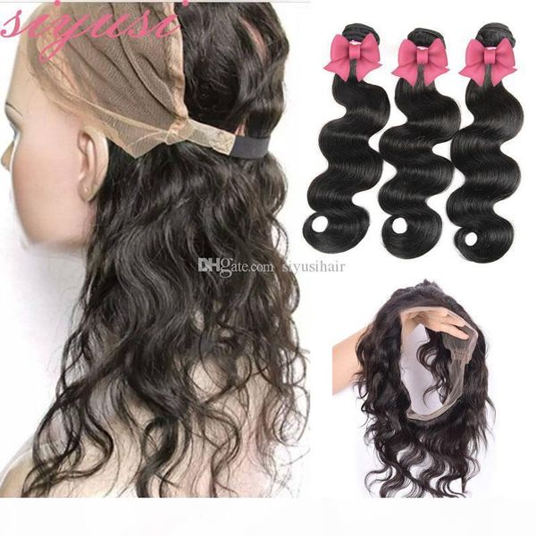 360 lace frontal with bundles malaysian virgin hair body wave with 360 full lace frontal 3 4pcs lot human hair wefts with closure, Black;brown
360 lace frontal with bundles malaysian virgin hair body wave with 360 full lace frontal 3 4pcs lot human hair wefts with closure, Black;brown