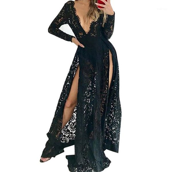 feitong 2019 women lace maxi dress elegant floor length party dress new arrival1, Black;gray
feitong 2019 women lace maxi dress elegant floor length party dress new arrival1, Black;gray