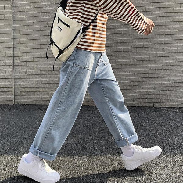 men's jeans solid color straight harem korean man loose denim trousers streetwear male casual pants, Blue
men's jeans solid color straight harem korean man loose denim trousers streetwear male casual pants, Blue