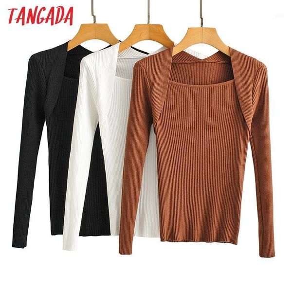 tangada women 2020 fashion elegant solid knitted sweater jumper female slim pullovers chic ai411, White;black
tangada women 2020 fashion elegant solid knitted sweater jumper female slim pullovers chic ai411, White;black