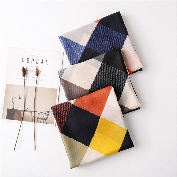 180*90cm diamond color patchwork scarf women fashion elegant soft cotton scarf holiday shawl 3 colors available spring summer, Blue;gray
180*90cm diamond color patchwork scarf women fashion elegant soft cotton scarf holiday shawl 3 colors available spring summer, Blue;gray