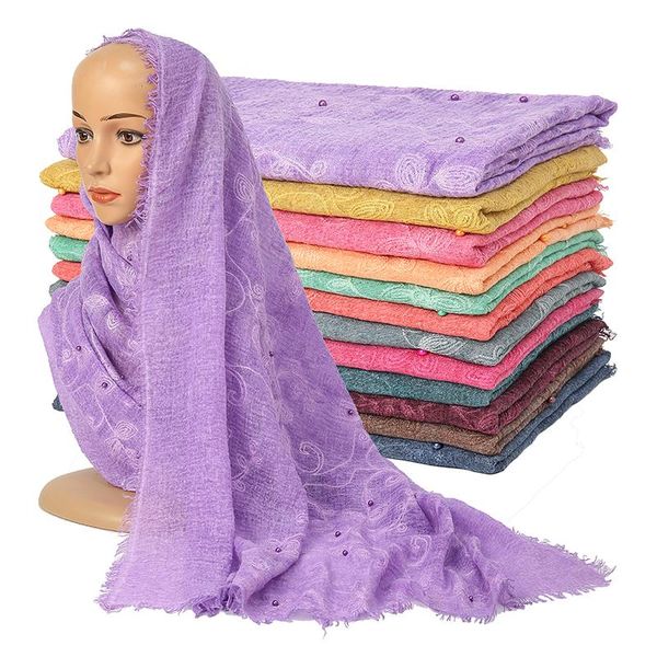 factory direct sales of 12 mixed-color muslim cotton and linen embroidered pearl scarves, Blue;gray
factory direct sales of 12 mixed-color muslim cotton and linen embroidered pearl scarves, Blue;gray