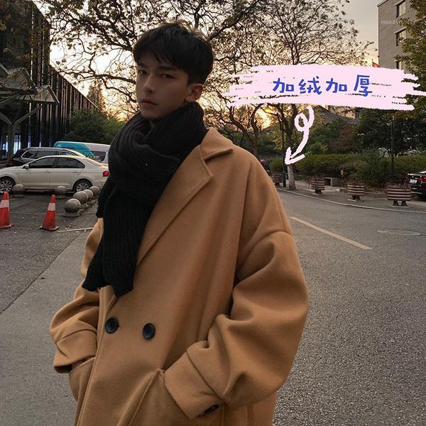 men's coat autumn and winter 2019 new slim and fleece single breasted long hooded coat loose casual personality youth men's wear1, Tan;black
men's coat autumn and winter 2019 new slim and fleece single breasted long hooded coat loose casual personality youth men's wear1, Tan;black