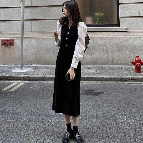 casual dresses one-piece lady pleated dress korean long sleeve knitted sweater 2021 women spring autumn knidress woma, Black;gray
casual dresses one-piece lady pleated dress korean long sleeve knitted sweater 2021 women spring autumn knidress woma, Black;gray