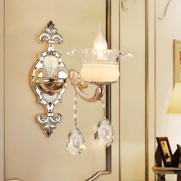 wall lamp simple european style bedroom bed room stairs crystal tv background zinc alloy single double candle
wall lamp simple european style bedroom bed room stairs crystal tv background zinc alloy single double candle