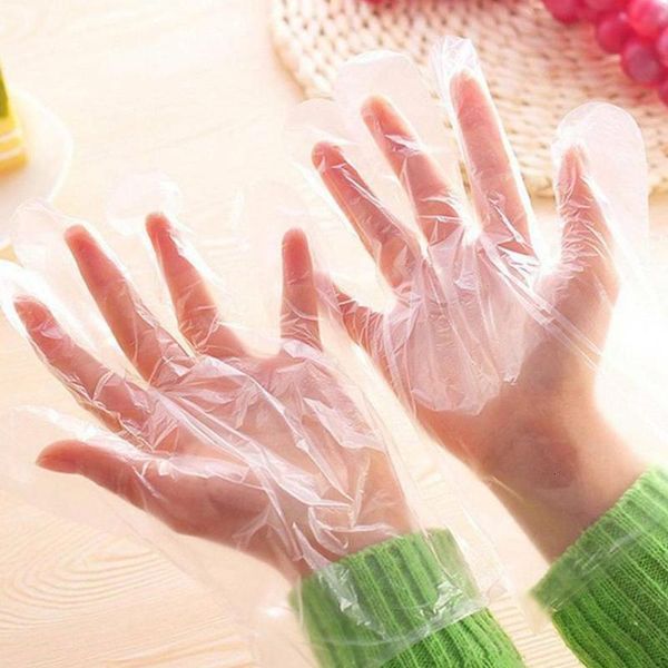 vegetable 100pcs/set pe grade transparent plastic thick and for bbq kitchen fruit gloves e4g3