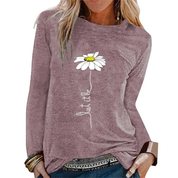 5xl 2020 women's flower printed round neck long sleeve summer loose t-shirt dropshipping sinple women pullover, White 
5xl 2020 women's flower printed round neck long sleeve summer loose t-shirt dropshipping sinple women pullover, White