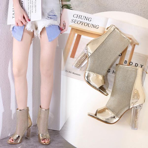sandals summer transparent female boots shoes peep toes fashion high crystal heel mesh hollow zipper party fish mouth, Black
sandals summer transparent female boots shoes peep toes fashion high crystal heel mesh hollow zipper party fish mouth, Black