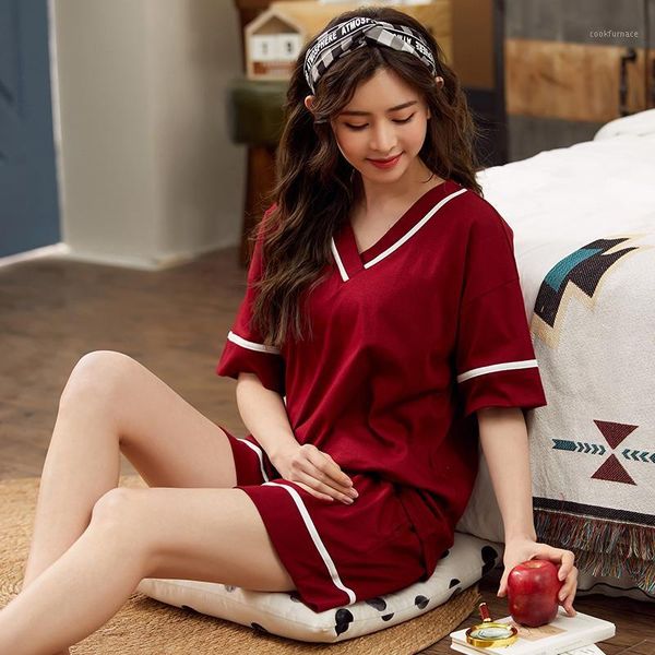 wine red short sleeve pajamas set women cotton 2 pcs shirt&shorts casual 2pcs sleepwear pajamas suit home wear big size 3xl1, Black;red
wine red short sleeve pajamas set women cotton 2 pcs shirt&shorts casual 2pcs sleepwear pajamas suit home wear big size 3xl1, Black;red