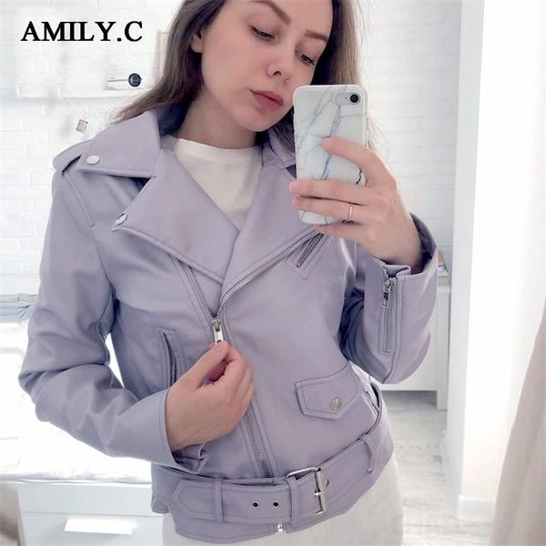 amily.c 2020 spring autumn pu faux leather jacket women purple zipper slim short biker jackets coat female outwear lj201012, Black
amily.c 2020 spring autumn pu faux leather jacket women purple zipper slim short biker jackets coat female outwear lj201012, Black
