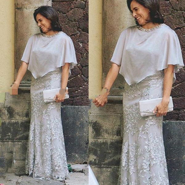 elegant silver mermaid lace mother of the bride dresses long 2021 appliqued groom mothers dress suits with cape wedding guest party gowns, Black;red
elegant silver mermaid lace mother of the bride dresses long 2021 appliqued groom mothers dress suits with cape wedding guest party gowns, Black;red
