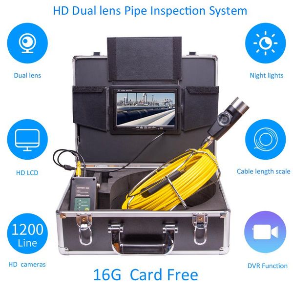7'' color tft lcd 42mm dual lens pipe internal inspection endoscope 20m cable waterproof drain sewer inspection camera
7'' color tft lcd 42mm dual lens pipe internal inspection endoscope 20m cable waterproof drain sewer inspection camera