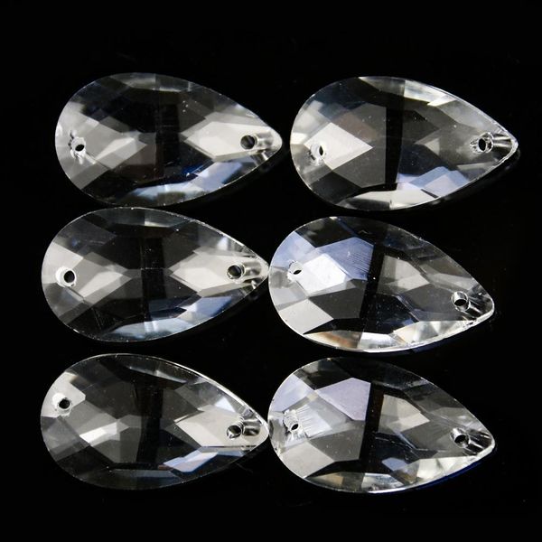5pcs 30mm crystal prism suncatcher tear drop chandelier parts hanging pendant beads garland home wedding decor ornament 2 holes h jlllbe