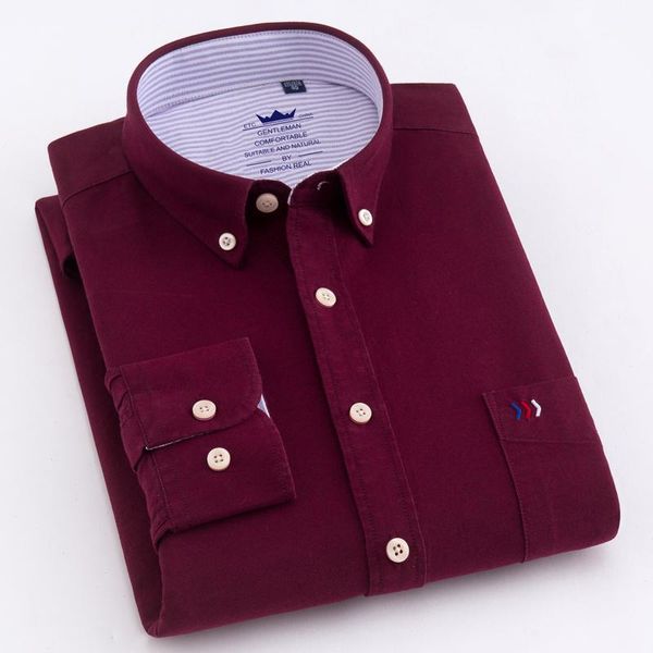 men's long sleeve regular fit burgundy oxford shirts with single chest pocket smart casual male button down dress shirt1, White;black
men's long sleeve regular fit burgundy oxford shirts with single chest pocket smart casual male button down dress shirt1, White;black
