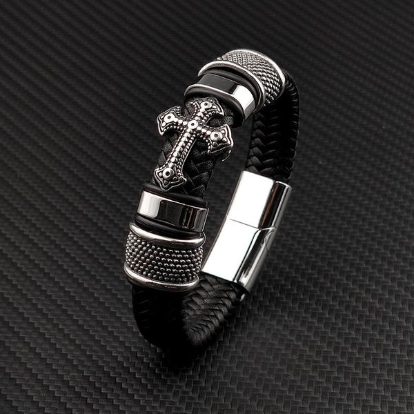 punk mingao charm stainless steel cross leather bracelet man charm 12*6 black woven custom name bracelet magnet clasp brown gift, Golden;silver
punk mingao charm stainless steel cross leather bracelet man charm 12*6 black woven custom name bracelet magnet clasp brown gift, Golden;silver