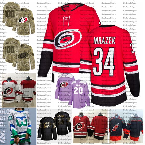 2021 reverse retro customize #34 petr mrazek carolina hurricanes jerseys golden edition camo veterans day fights cancer hockey jersey, Black;red
2021 reverse retro customize #34 petr mrazek carolina hurricanes jerseys golden edition camo veterans day fights cancer hockey jersey, Black;red