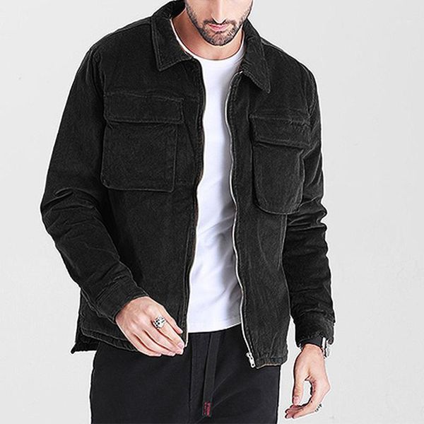 men's retro corduroy jacket with big pockets spring autumn long sleeve lapel outerwear fashion casual solid color zipper coat1, Black;brown 
men's retro corduroy jacket with big pockets spring autumn long sleeve lapel outerwear fashion casual solid color zipper coat1, Black;brown