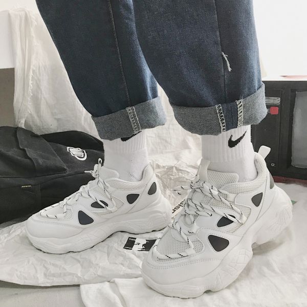women chunky sneakers platform white vulcanized shoes woman lace up korean fashion ladies sports breathable casual shoes 201202, Black
women chunky sneakers platform white vulcanized shoes woman lace up korean fashion ladies sports breathable casual shoes 201202, Black
