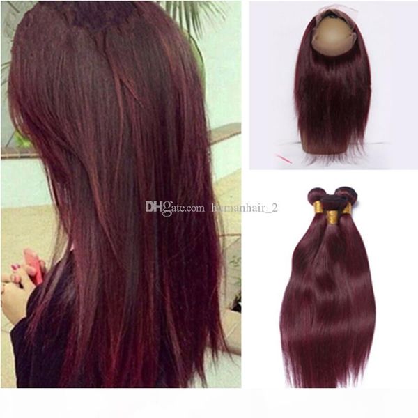 99j burgundy color silk straight human hair weft weaves with 360 lace band frontal 3 bundles with pre plucked 360 lace frontal 4pcs, Black;brown
99j burgundy color silk straight human hair weft weaves with 360 lace band frontal 3 bundles with pre plucked 360 lace frontal 4pcs, Black;brown