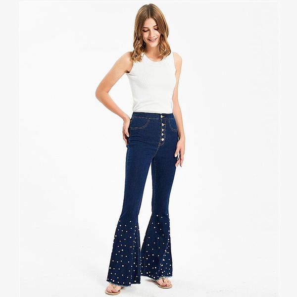 embroidered pearl flares jeans for woman 2021 spring autumn high waist flare denim pants women casual jeans plus size k856, Blue
embroidered pearl flares jeans for woman 2021 spring autumn high waist flare denim pants women casual jeans plus size k856, Blue