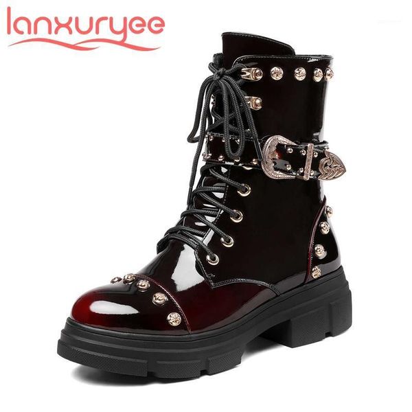 lanxuryee vintage gladiator metal decoration round toe thick bottom platform winter shoes dark style handsome ankle boots l131, Black
lanxuryee vintage gladiator metal decoration round toe thick bottom platform winter shoes dark style handsome ankle boots l131, Black