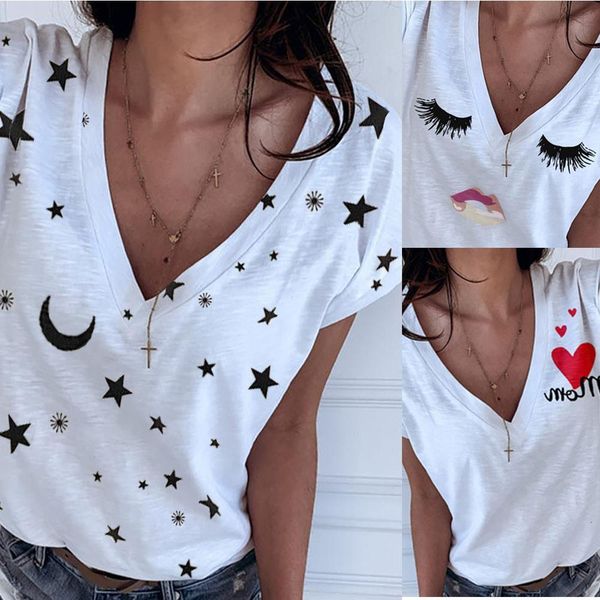 summer t-shirt women fashion 2002 star moon printed tshirt deep v neck short sleeve tee shirt lover tees wdc4926, White
summer t-shirt women fashion 2002 star moon printed tshirt deep v neck short sleeve tee shirt lover tees wdc4926, White