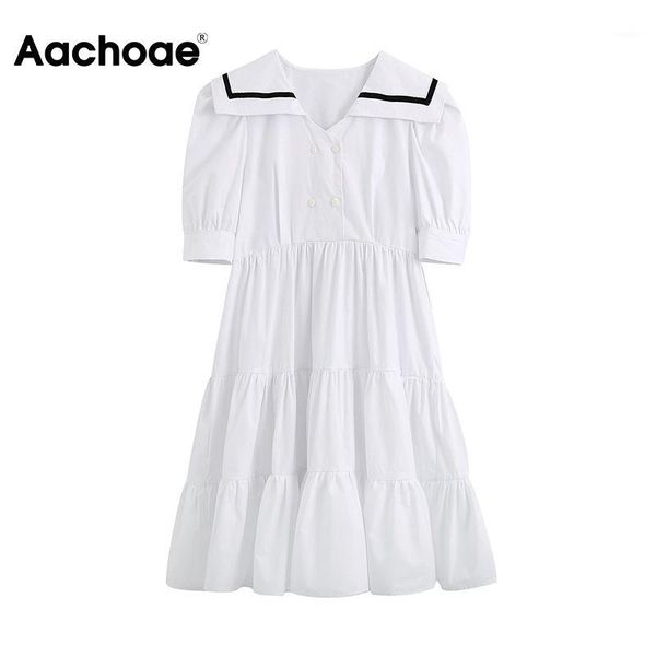 aachoae retro sailor collar white dress summer puff short sleeve loose pleated dress women button fashion mini cotton dresses1, Black;gray
aachoae retro sailor collar white dress summer puff short sleeve loose pleated dress women button fashion mini cotton dresses1, Black;gray