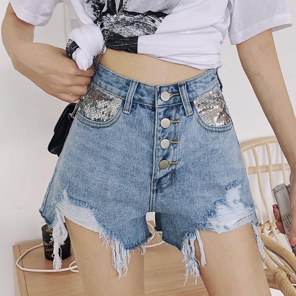 light blue high-waisted elegant denim shorts female summer new streetwear sequin stitching tassel hole loose jeans shorts1
light blue high-waisted elegant denim shorts female summer new streetwear sequin stitching tassel hole loose jeans shorts1
