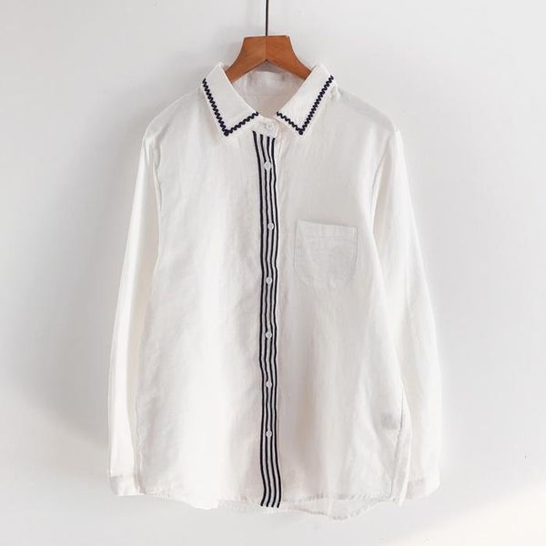 women's blouses & shirts japanese small fresh 2021 autumn sweet lapel loose double layer cotton yarn long-sleeved blouse women all-matc, White
women's blouses & shirts japanese small fresh 2021 autumn sweet lapel loose double layer cotton yarn long-sleeved blouse women all-matc, White