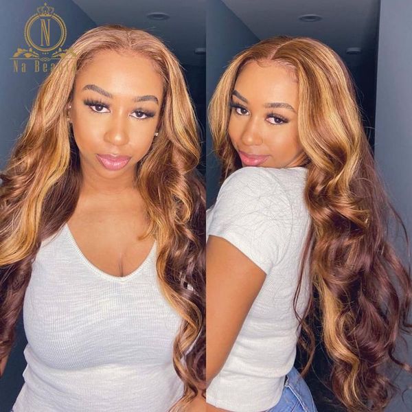 highlight human hair wigs ombre honey blonde and brown highlight wig body wave lace front wig 4x4 for black women nabeauty 180, Black;brown
highlight human hair wigs ombre honey blonde and brown highlight wig body wave lace front wig 4x4 for black women nabeauty 180, Black;brown