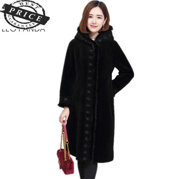 women's wool & blends quality 2021 coat superior natural sheep shearing real fur coats women ladies winter jacket hood female, Black
women's wool & blends quality 2021 coat superior natural sheep shearing real fur coats women ladies winter jacket hood female, Black