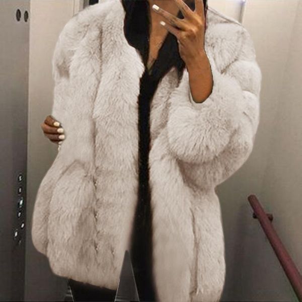women faux fur coat furry o neck cardigan long sleeve plush fashion jacket winter warm casual clothing women's jacket streetwear, Black
women faux fur coat furry o neck cardigan long sleeve plush fashion jacket winter warm casual clothing women's jacket streetwear, Black