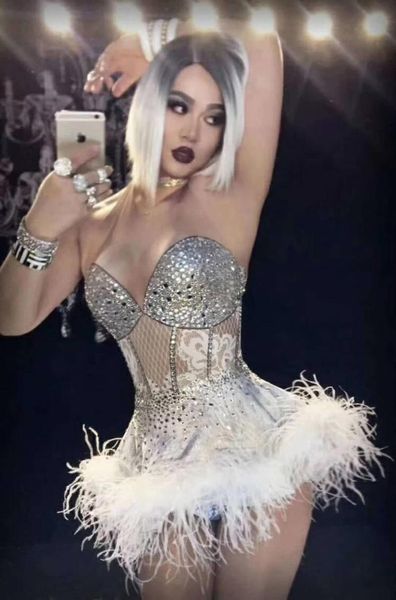 2021 glisten rhinestones white feather dress birthday celebrate dress nightclub party singer costume dance show outfit, Black;gray
2021 glisten rhinestones white feather dress birthday celebrate dress nightclub party singer costume dance show outfit, Black;gray