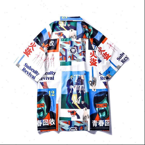 1617 hip hop shirt men printed casual shirt for men short sleeve lapel collar loose hawaiian shirt loose korean fashion, White;black
1617 hip hop shirt men printed casual shirt for men short sleeve lapel collar loose hawaiian shirt loose korean fashion, White;black