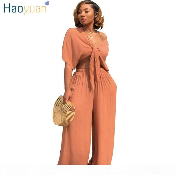 haoyuan two piece set women clothes v neck bow tie crop loose wide leg pant suit summer outfit 2 piece casual tracksuit, White
haoyuan two piece set women clothes v neck bow tie crop loose wide leg pant suit summer outfit 2 piece casual tracksuit, White