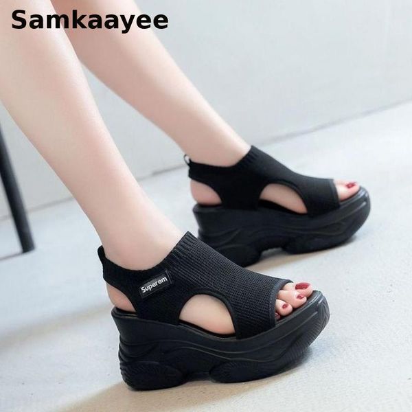 size 35-40 womens high heels shoes summer female knit peep toe sandals 8cm platform pumps wedges ladies thick bottom zapatos y461, Black
size 35-40 womens high heels shoes summer female knit peep toe sandals 8cm platform pumps wedges ladies thick bottom zapatos y461, Black