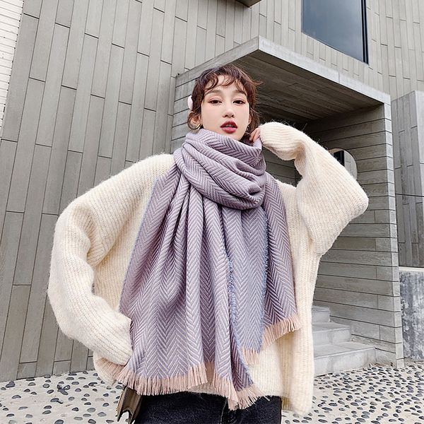 scarf women's autumn and winter new herringbone stripe brand version versatile fashion students thick warm neck shawl klwe, Blue;gray
scarf women's autumn and winter new herringbone stripe brand version versatile fashion students thick warm neck shawl klwe, Blue;gray
